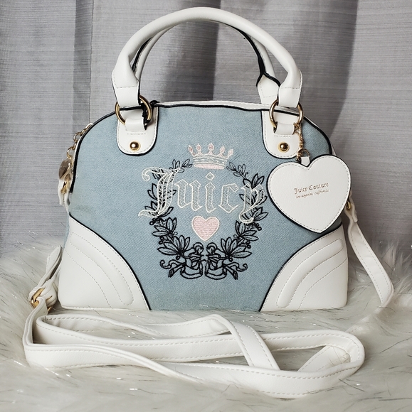 JUICY COUTURE denim heritage satchel crossbody bag - Picture 1 of 7